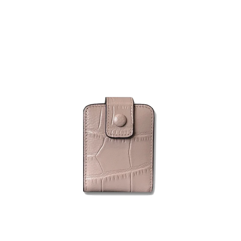 Новая сумка для губной помады из натуральной кожи, чехол для хранения косметики с узором «крокодиловая кожа», маленькая Портативная сумка для макияжа с зеркалом - Цвет: Розовый