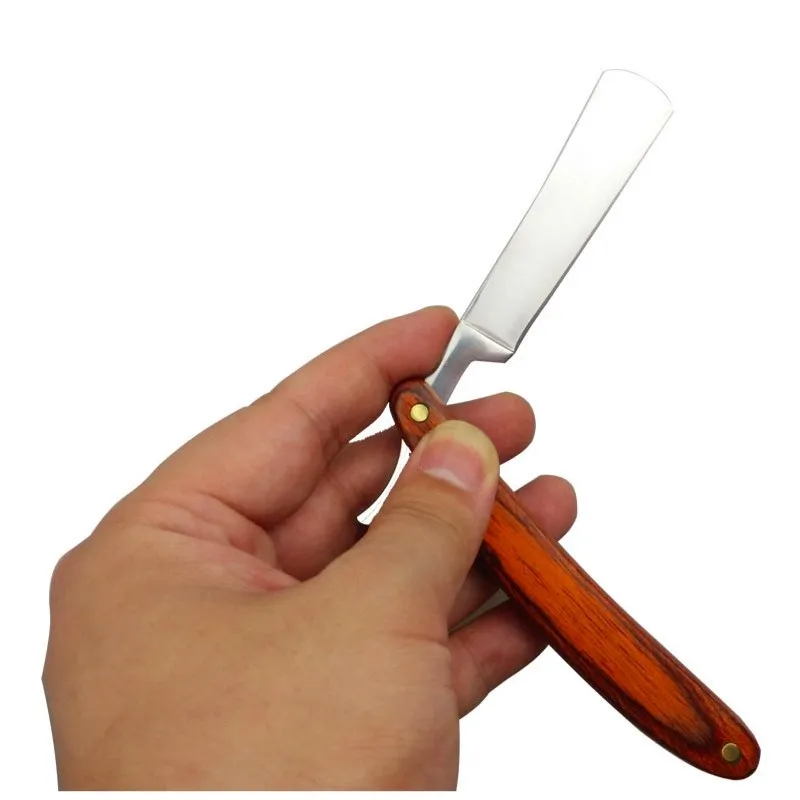 Professional Vintage Razor Straight Edge Stainless Steel Shaper Barber Razor Folding Shaving Knife Wood Micarta Handle Vintage Shaver 3