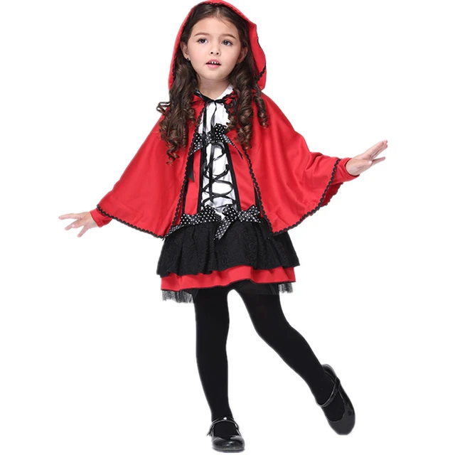 Halloween Costumes Little Red Riding Hood Costume Kids Girls Age 3 11 Y/O Red Hooded Cape and