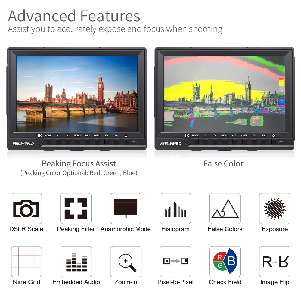 7 Inch IPS Full HD 1920x1200 4K HDMI Camera Monitor for DSLR Rig Peaking Focus Assist Histogram Exposure portable monitor dslr field monitor