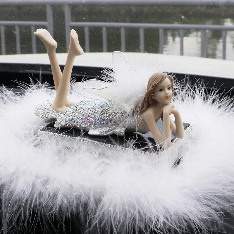 

Car Ornament Crystal Diamond Cute Angel Girls Perfume Ornament Automobiles Interior Dashboard Swing For Women Girls