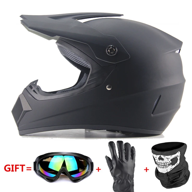 Motorcycle Full Face Helmet Casco Moto Motocross Helmet Off Road Helmet ATV Dirt Bike Downhill MTB DH Capacete Moto Glasses - Цвет: 225-Matte Black