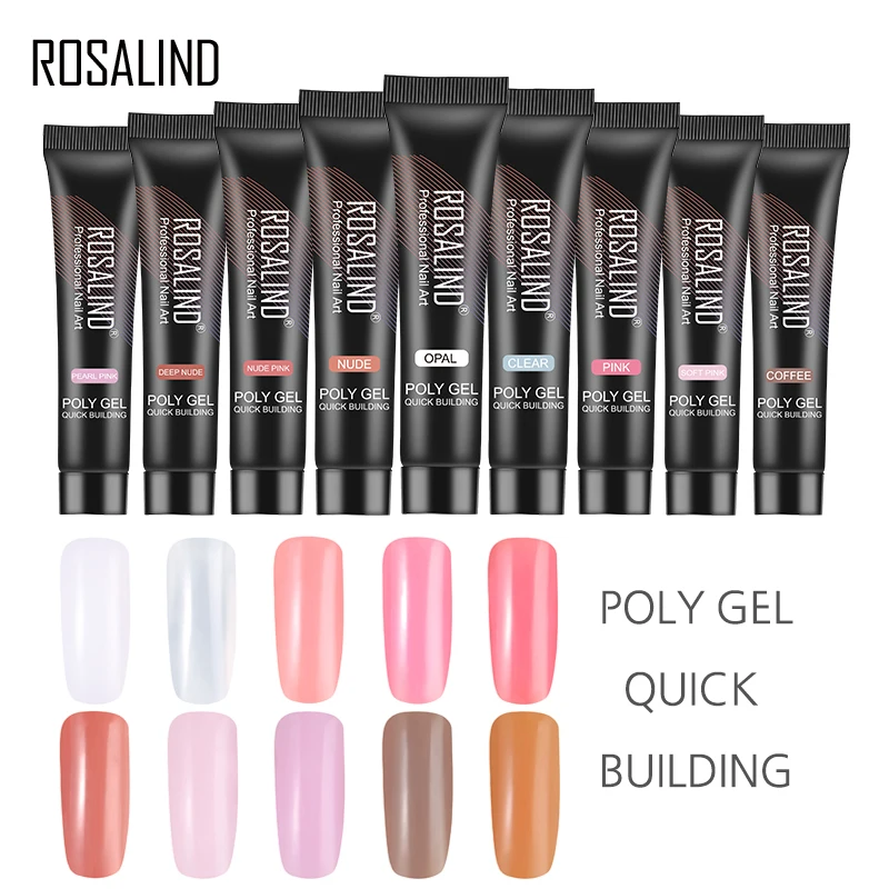 

ROSALIND 15ML Gel of Nail Extension Crystal Poly Gel Varnish Semi Permanant UV LED Nail Art Manicure hybrid Nail Gel Polish Set