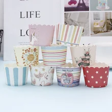 50 шт Красочные мультфильм единорог; Фламинго животных бумажный торт чашки духовка инструменты для выпечки вкладыши для лотков форма для выпечки коробочки для маффинов и капкейков