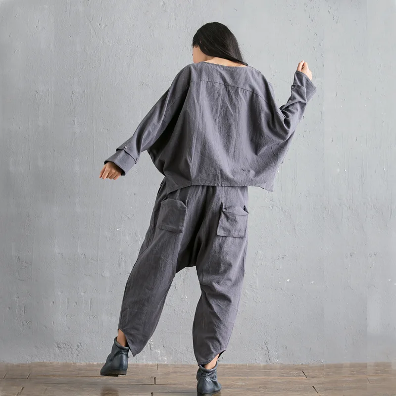 Новинка 2017 Женский весенне летний костюм из хлопка и льна красивый двух