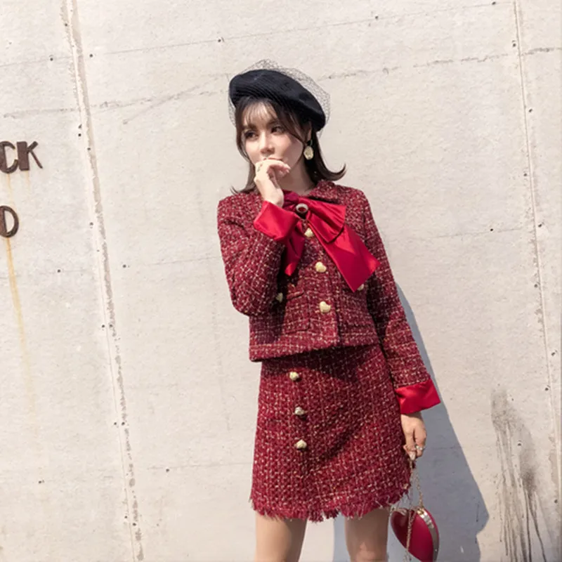 red short suit set