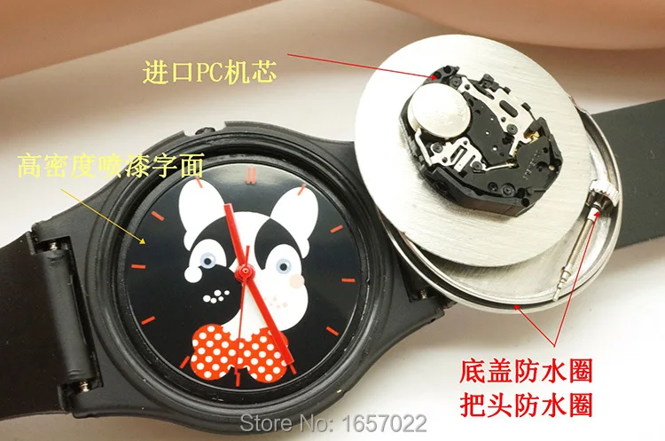 Оригинальный HOTIME бренд для женщин Человек мода прекрасная собака смешивания цвет ремешок наручные часы водонепроница с высокое качество