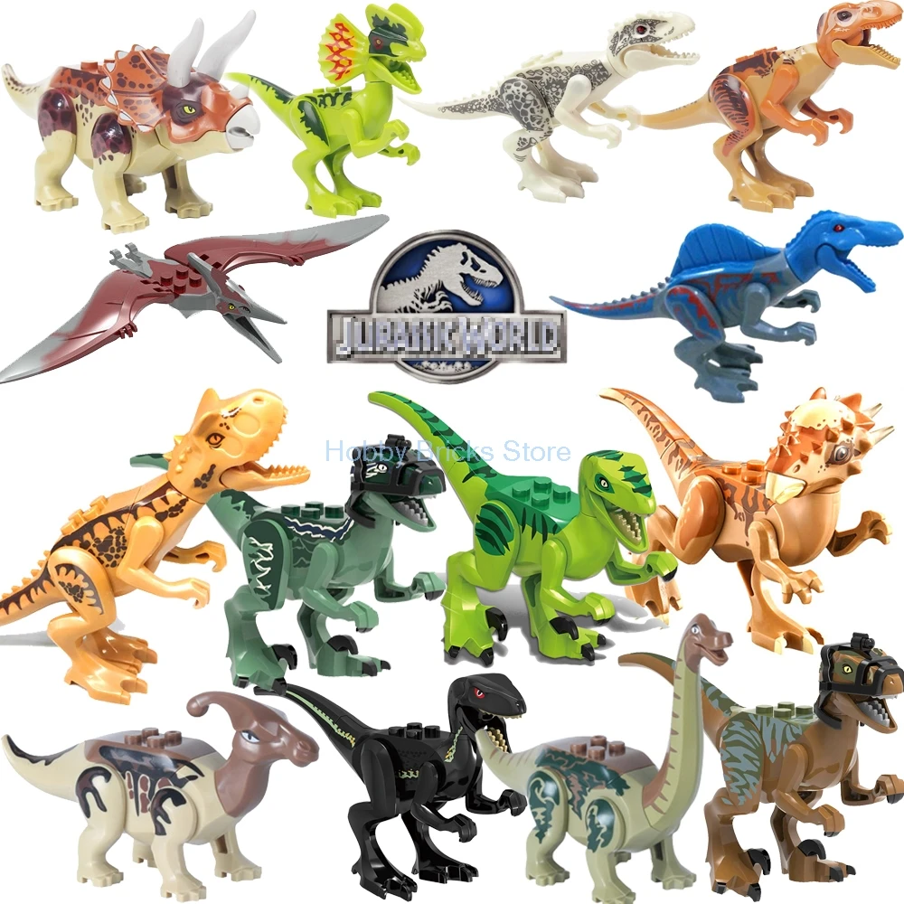 

Jurassic Dinosaurs World Park Dinosaur Tyrannosaurus Rex Raptor protection Velociraptor Building Blocks Set Toys For children