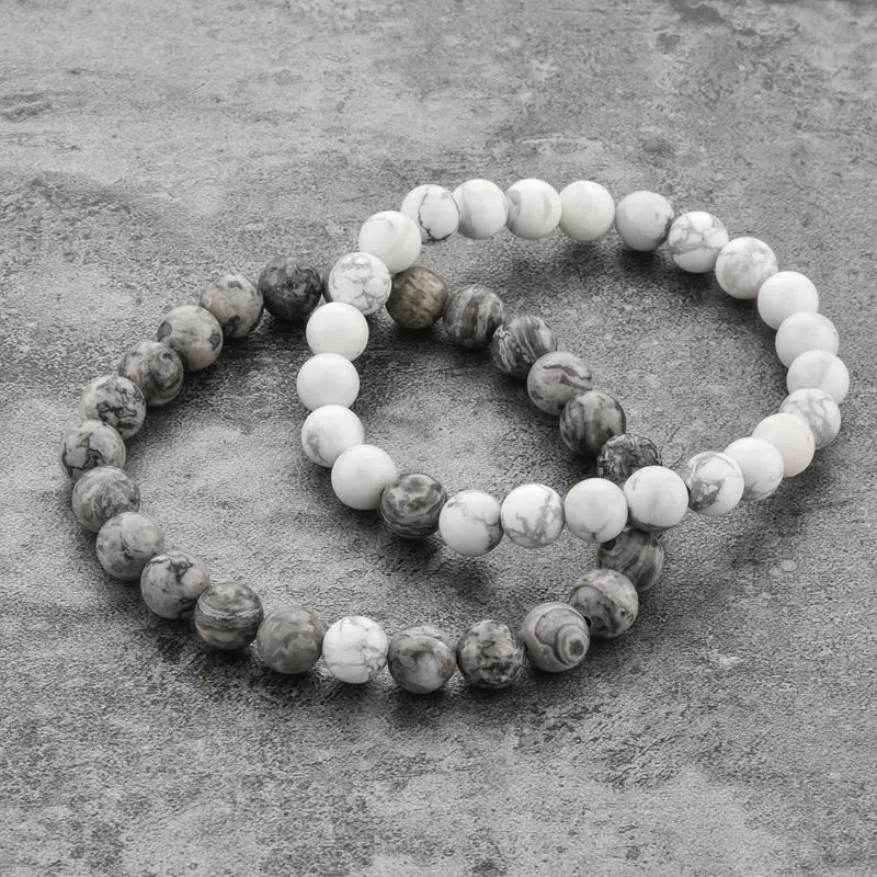 CHICVIE белый и серый расстояние талисманы браслет и браслеты для мужчин и женщин любителей Классический натуральный камень бисером браслеты SBR170136