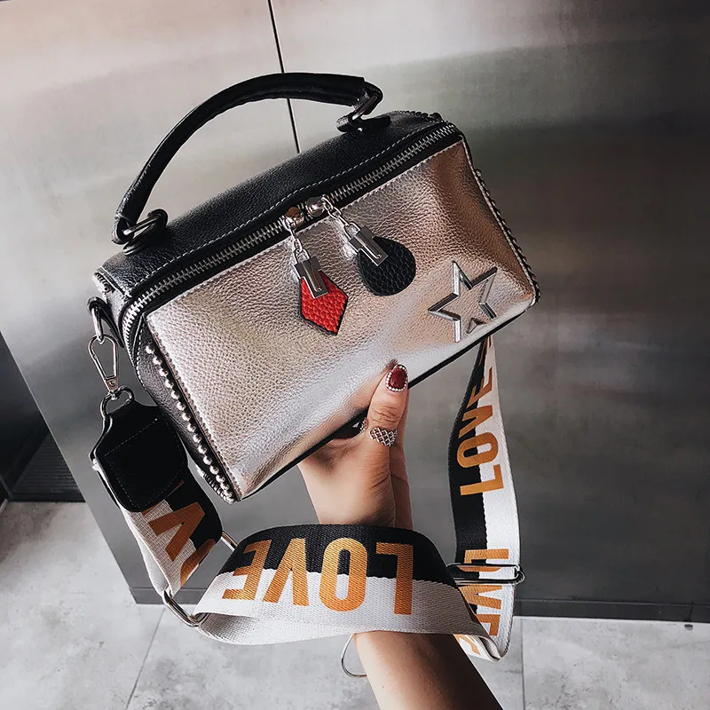 حقيبة يد فاخرة حقائب النساء مصمم حقائب كتف الأزياء المسامير واسعة حزام بوسطن حقيبة خليط crossbody حقائب للنساء اليد