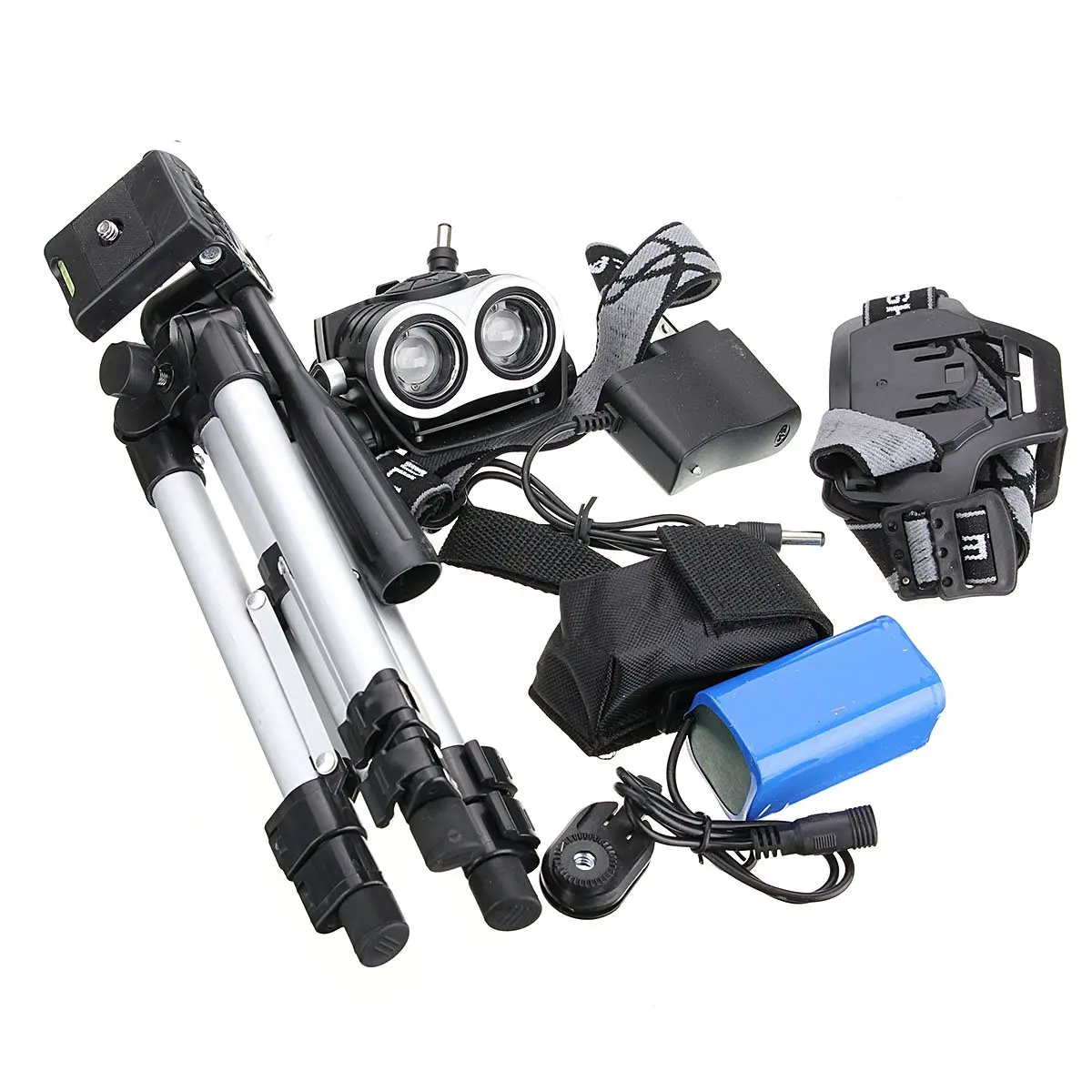 

Elfeland 3 mode T6 LED Headlight Headlamp bicycle head light torch for fishing camping+4 Battery pack+charger+bands+Bracket