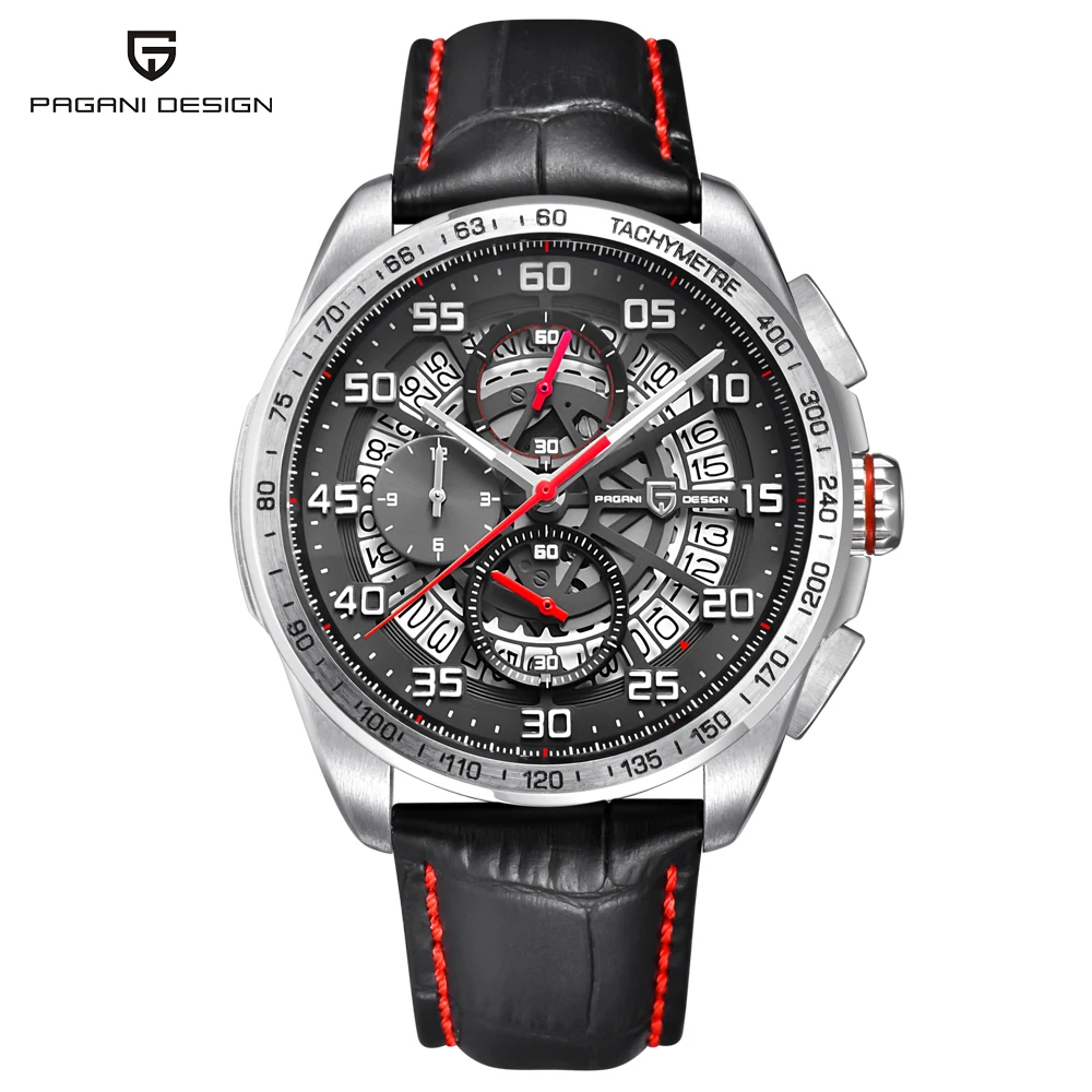 

PAGANI DESIGN Luxury Brand Watch Waterproof Leather Quartz Skeleton Watches Sports Chronograph Men's Watches Relogios Masculino