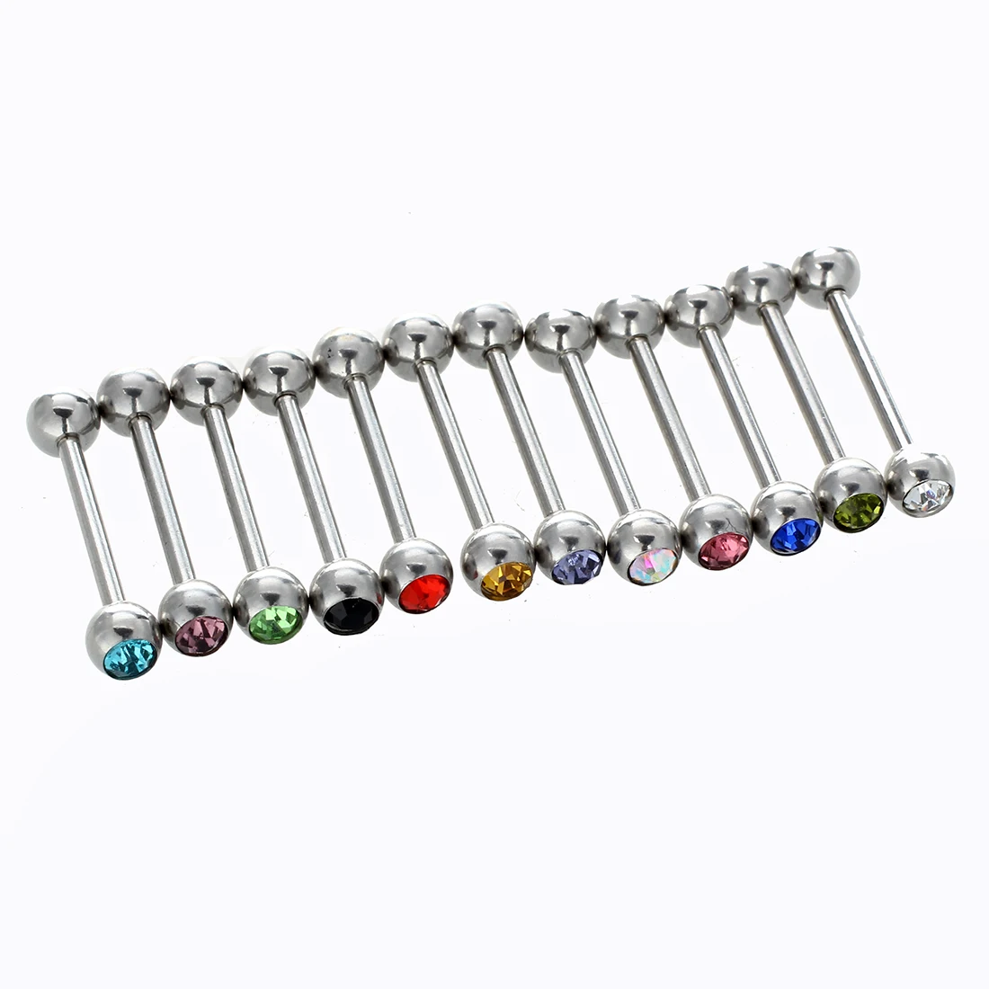 

Steel tongue piercing surgical multicolor 12pcs
