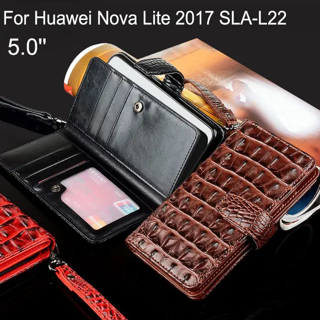 Best Offers for huawei nova lite 2017 case SLA-L22 5.0'' Luxury Crocodile Leather Flip Wallet Cases for huawei nova lite 2017 cover funda
