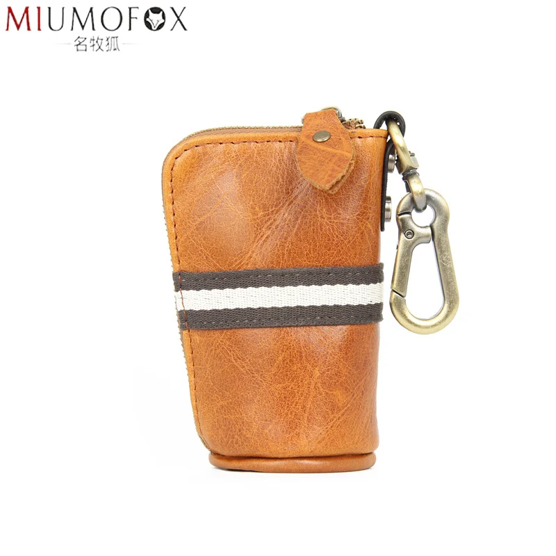 

Brand Men Genuine Leather Car Key Housekeeper Holders 2019 New Lady Cow Leather Fashion Zipper Bucket Shape Key Case Wallets