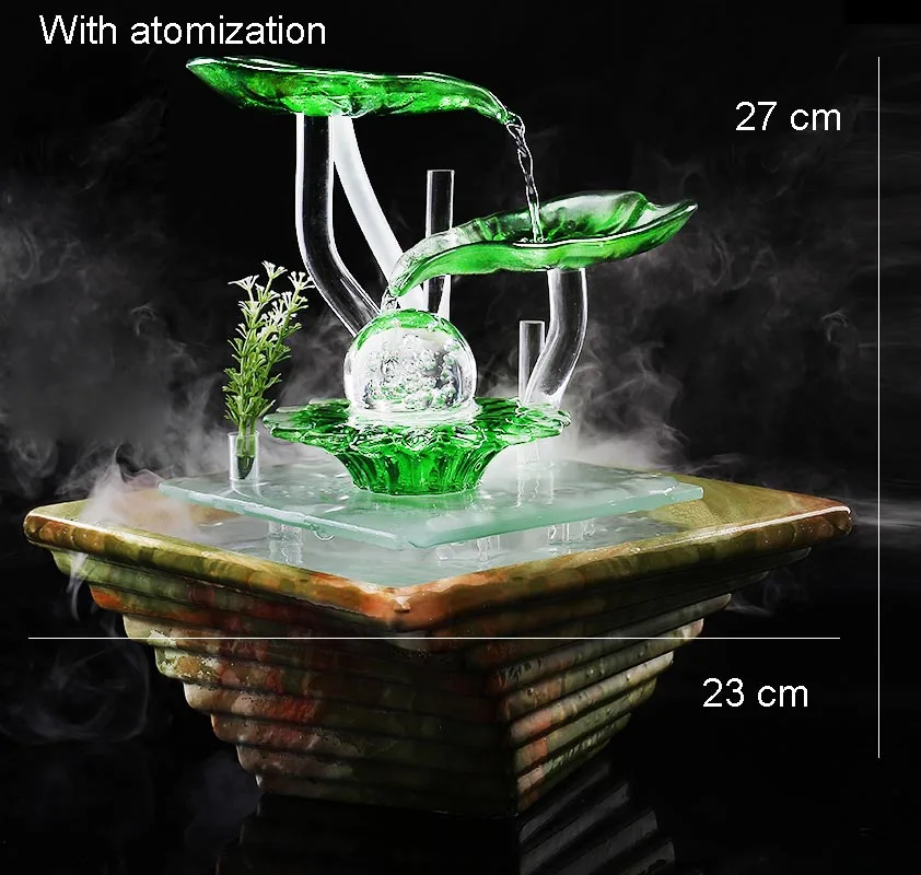 110 V-220 V светодиодный фонтан воды Lucky хрустальный шар украшение для стола Feng Shui увлажнитель воздуха распылитель Творческий лотоса домашний декор - Цвет: G