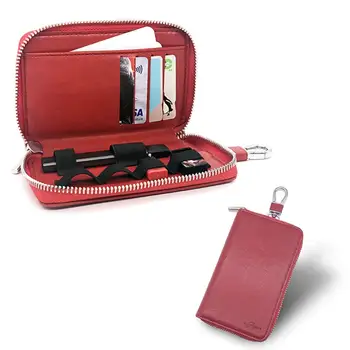 

SHIODOKI Juul or myblu Case bag PU Leather Portable Holster Carrying Case Wallet Compatible with The JUUL-Red