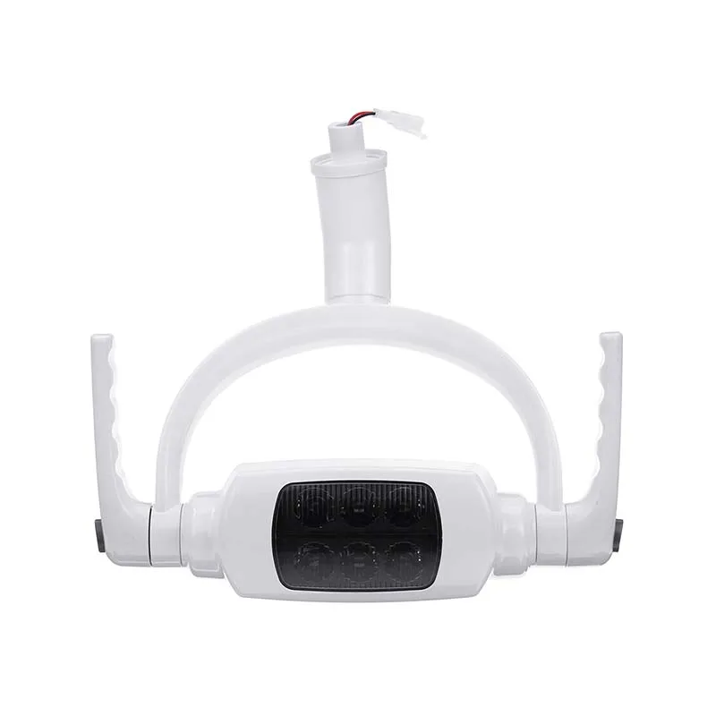 Billige Professionelle Reine Weiße 6000 K 6 LED Dental Zähne Lampe Oral Licht Induktion Scheinwerfer mit Arm Für Dental Einheit Stuhl decke Typ