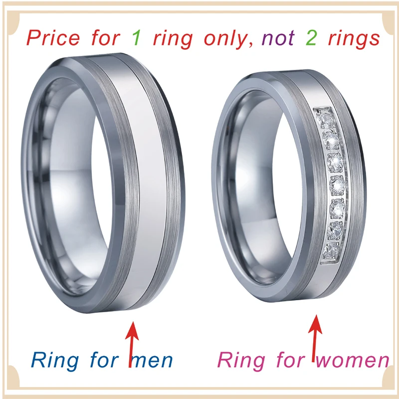 Combined Titanium Tungsten Rings Men's Wedding Band silver color bague anel anillos Couple Engagement Rings for women (6)