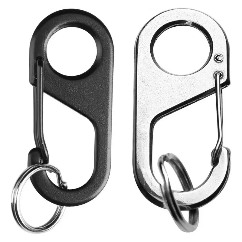 

2pcs 404 Stainless Steel Snap Hook Clips Outdoor Carabiner Buckles With Key Chain for Mountaineering Backpacking Camping Cycling