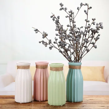 

Christmas Home Decoration Vase Europe Style Ceramic Tabletop Flower Vases Linen Colored Flower Water Plant Vases For Decoration