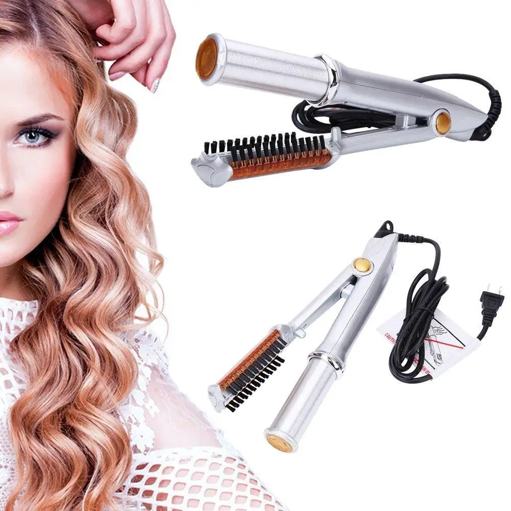 

Hair Styling Accessories Professional Hair Straightening Iron Curling Iron Style 2 in 1 Hair Straightener Style Tool Silver