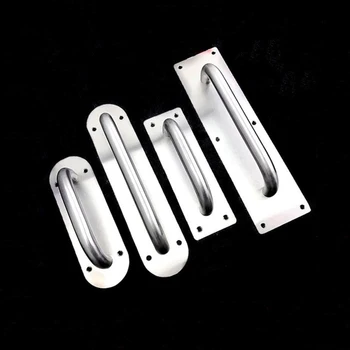 

2Pcs/Lot Stainless Steel Wooden Door Pull Plate Gate Entrance Handle With Screws