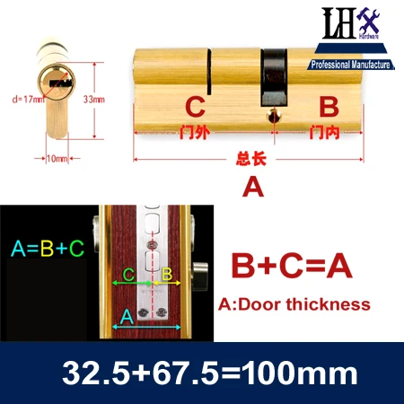 LHX MS546 дверной замок цилиндр 100 110 мм для ворот украшения дома безопасности двери деревянный интерьер случае аппаратные средства DIY i - Цвет: 100A 1pcs