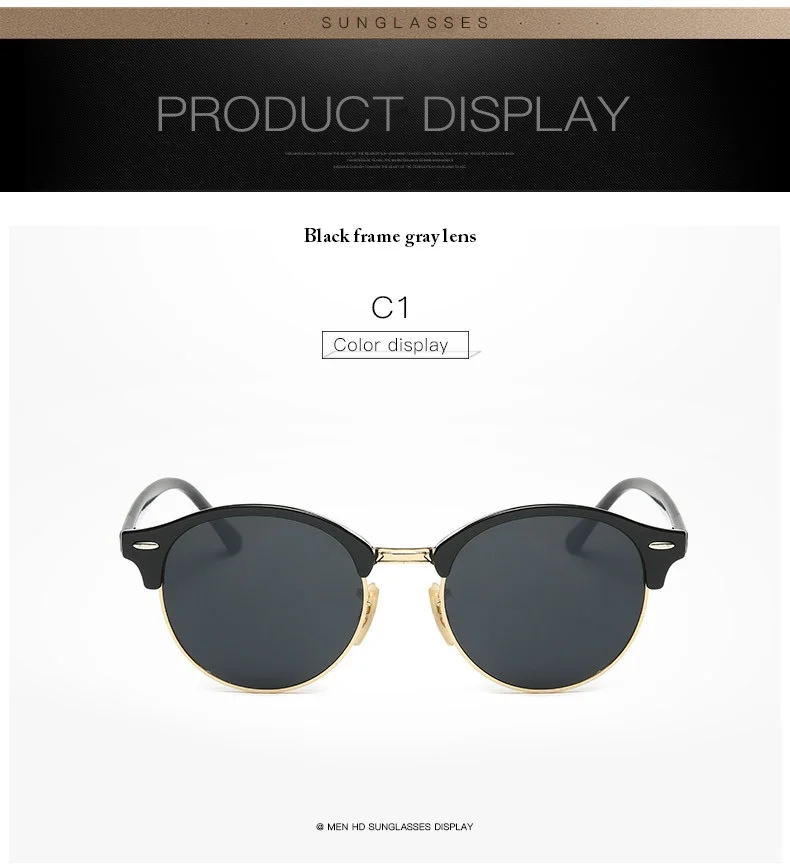 Винтажные Круглые Солнцезащитные очки с заклепками, женские брендовые дизайнерские очки, UV400, полуоправы, женские ретро солнцезащитные очки, элегантные Oculos De Sol