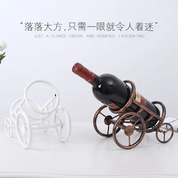 

Creative vintage metal wheel red wine rack home decoration decoration living room wine cabinet European wine rack