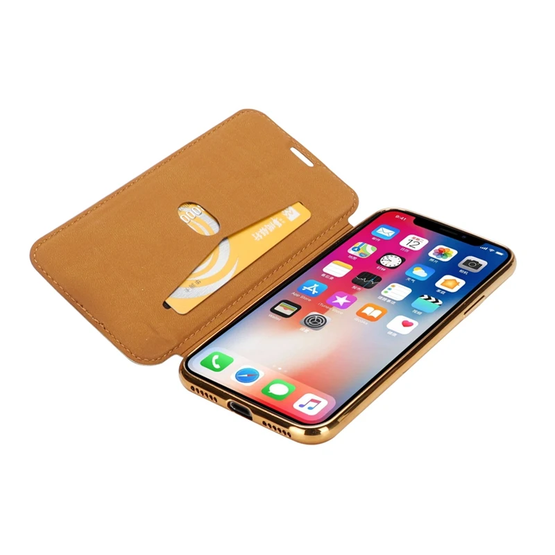 Блестящий блестящий чехол из тонкой кожи для iPhone X 8 7 6 6S Plus 5 5S SE, чехол для XS Max XR, прозрачный чехол-книжка из мягкого ТПУ для телефона
