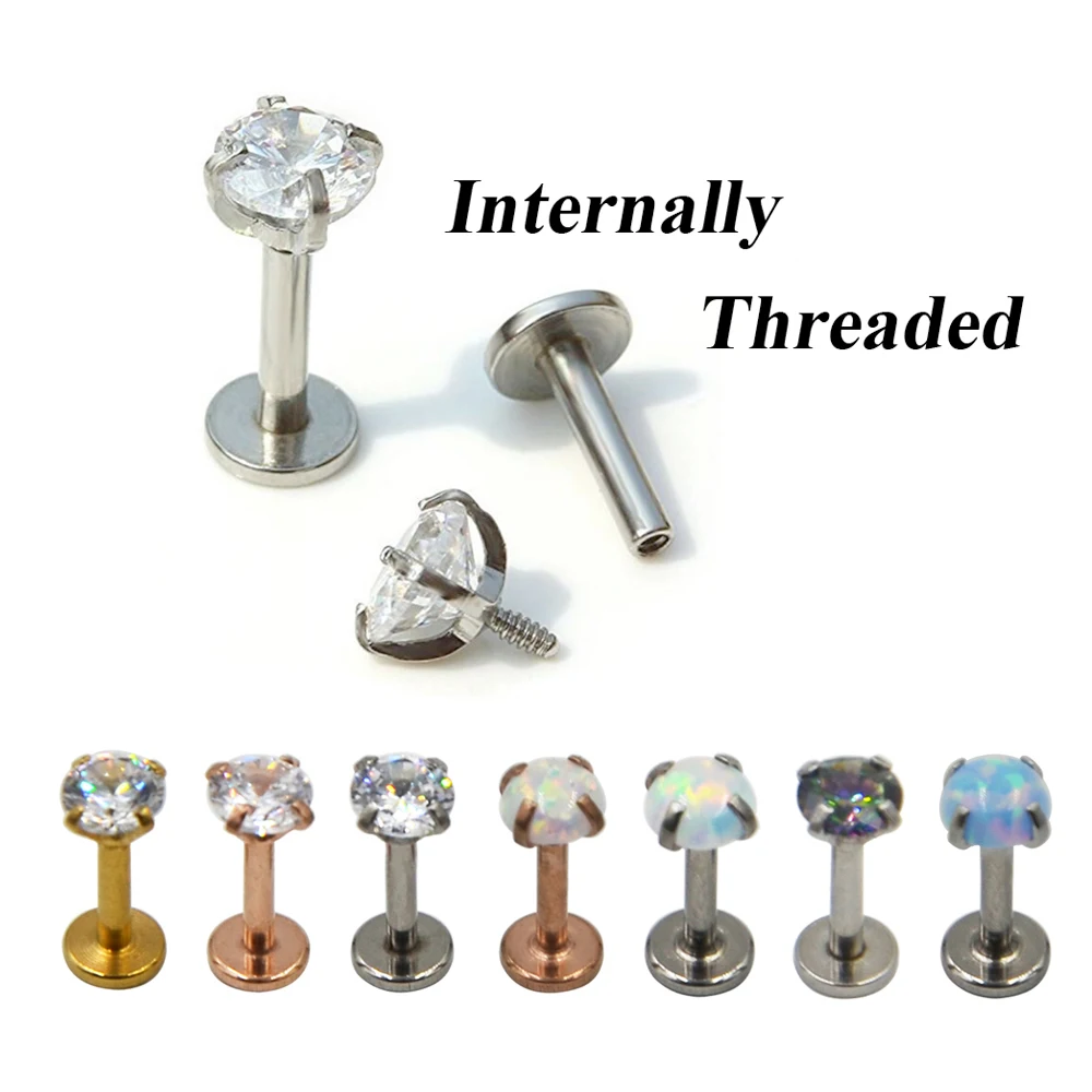

1pc Surgical Steel Prong Setting Zircon Ear Helix Tragus Lip Stud Cartilage Earring Labret Monroe Ring Body Jewelry Retainer 16g
