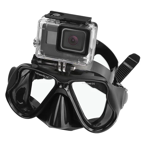 Съемка маска для подводного плавания подводное плавание плавательные очки для GoPro Hero 7 6 5 Black Session Xiaomi Yi 4K Sj4000 H9r аксессуар - Цвет: Black