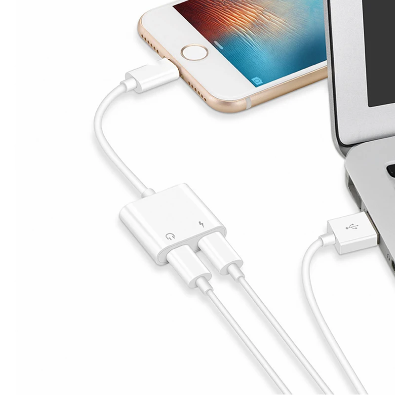 

LinXiang Dual Lighting Music Audio Headset Charger Jack Phone Adapter For iphone 7 8 Plus X XS Max XR