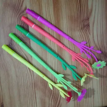 

120pcs /lot Succulent plant flower pen Creative Gel Ink Pen Black 0.5 Refill Stationery Plant Shape Gel Pen