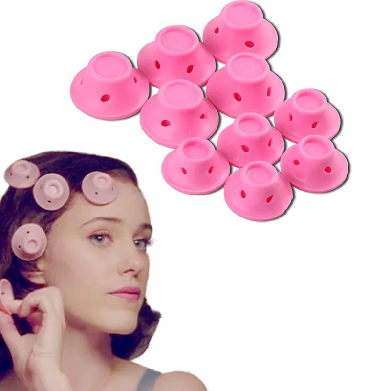 10pcs/Bag Soft Rubber Hair Curling Tool DIY Pink Magic Hair Care