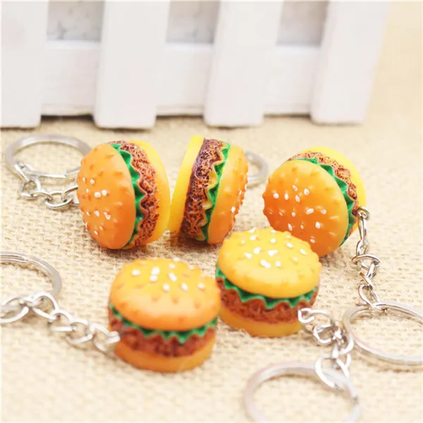 

Cute Hamburger Keychain Simulation Food Hamburger Pendant Key Ring Novelty Key Chain Christmas Birthday Gift