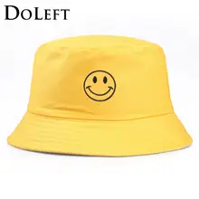 Повседневная женская панама с вышивкой мультяшная улыбка рыбацкие шапки унисекс модные простые уличные кепки для пар солнцезащитных козырьков