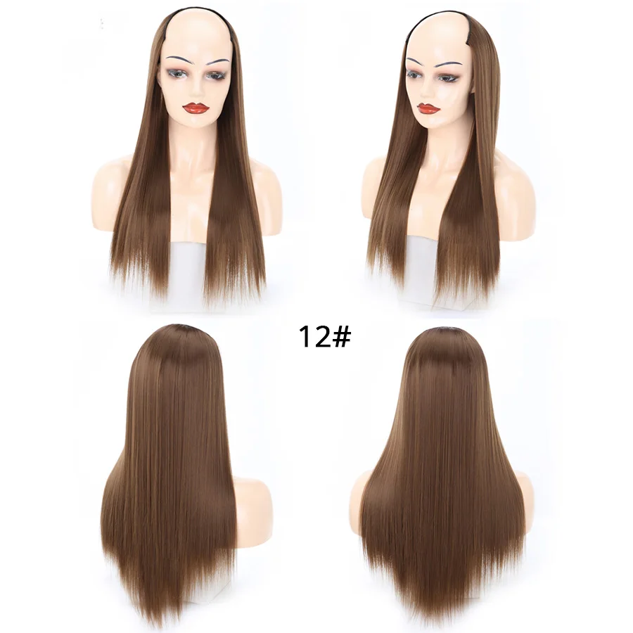 Leeons, u-образный парик, синтетические волосы на заколках для наращивания, накладные Мега волосы, 7 клипов для наращивания, Омбре, термостойкие волосы, 230 г - Цвет: 12