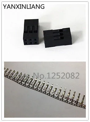 

50sets Pitch 2.54mm 2*3Pin 6 Pin Dupont Jumper Wire Female Pin Plug And Terminal