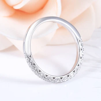 

Solid 14K White Gold F Color Moissanite Half Eternity Wedding Band Vintage Band for Women Wedding Gift