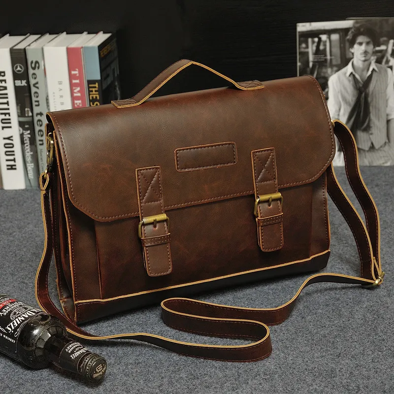 Винтажные мужские сумки-мессенджеры, Брендовые мужские портфели, офисные мужские сумки через плечо