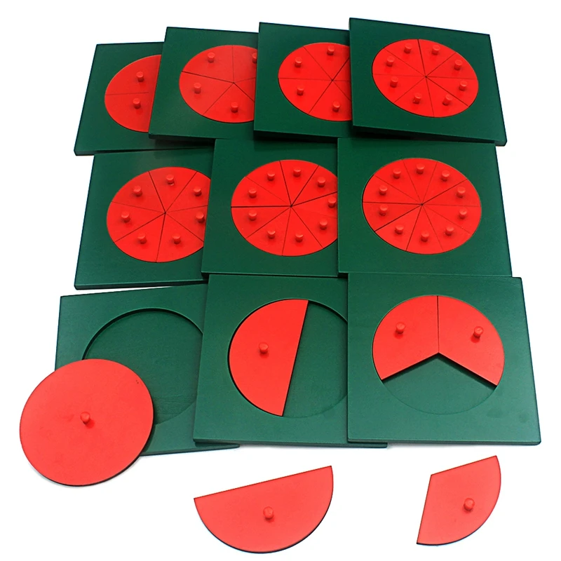 Baby Montessori Math Toys Wooden Fraction Circles 1-10 Counting Fractions Educational Wood Toys Circular Division Grasping Board