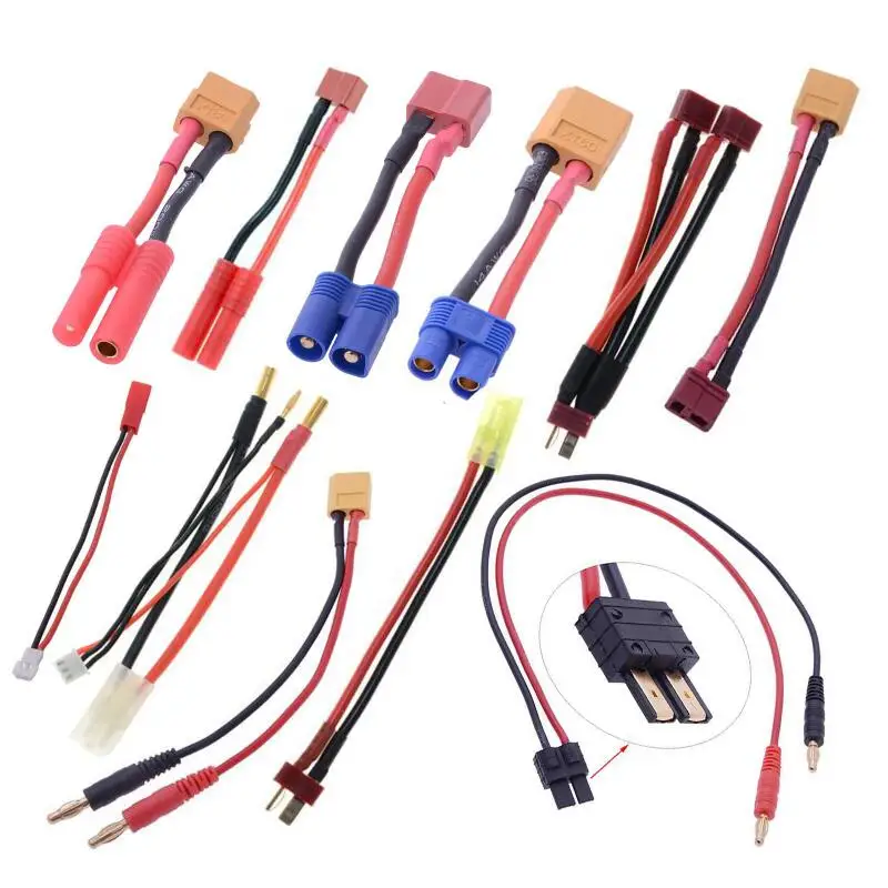 

Free Shipping Cable With T/XT60/EC3/Small Tamiya/Big Tamiya/4.0 Banana Plug/3.5 Banana Plug/JST/TRX Connector Wire Female/Male