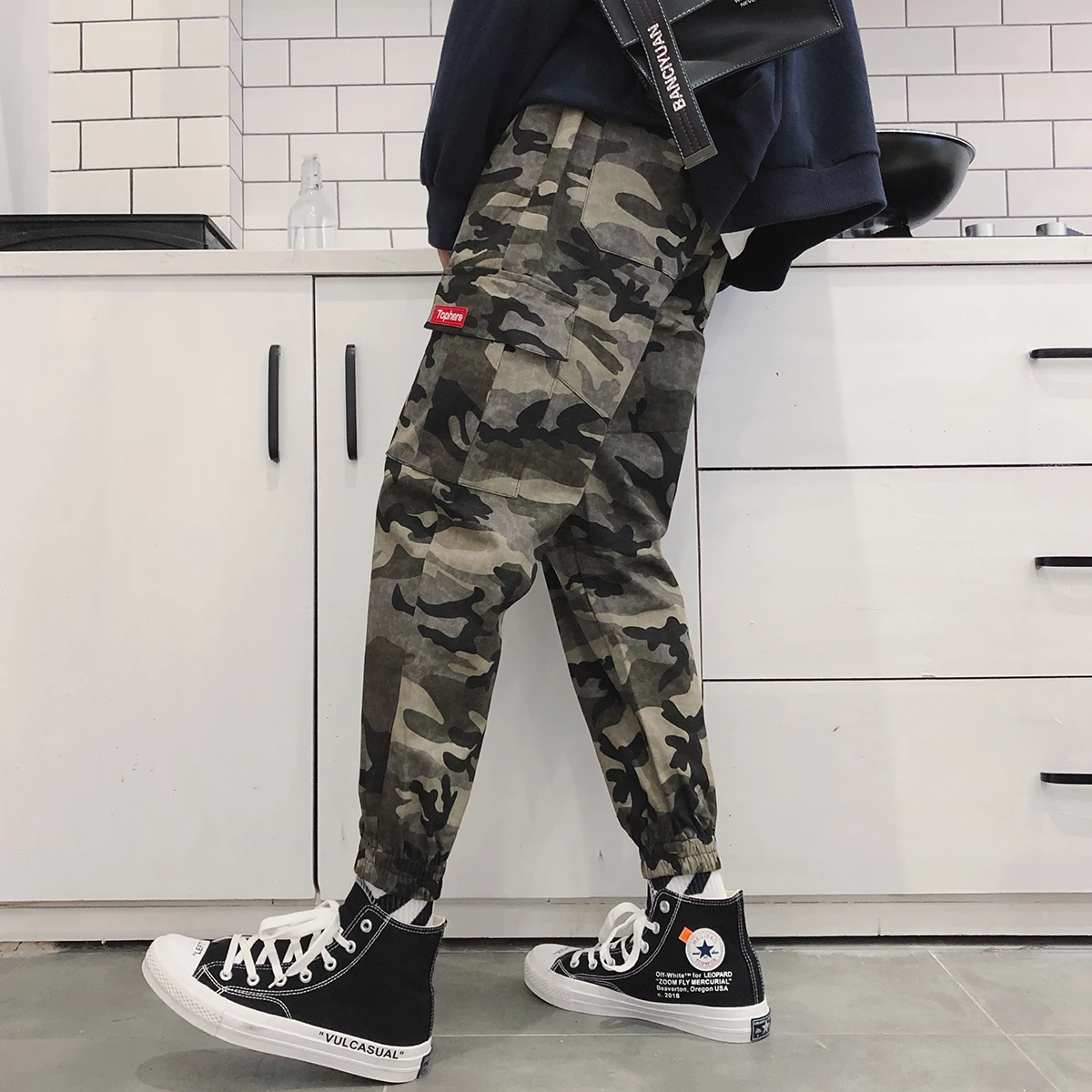 Fashion Casual Men's Overalls Spring And Autumn New S-2XL Loose Beam Pants Three-color Camouflage Personality Youth Popular