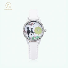 MISSKEKE 2017 Clay Cute 3d children Cat Watches Rhinestone leather Clock Women Watch Ladies Quartz Wristwatches Relogio Feminino