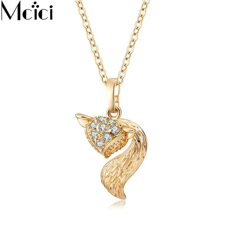 

Fox Pendant Necklace Gold Color Chain Fashion Jewelry Trendy Animal Long Snake Rhinestone Necklaces For Women Gift Accessories