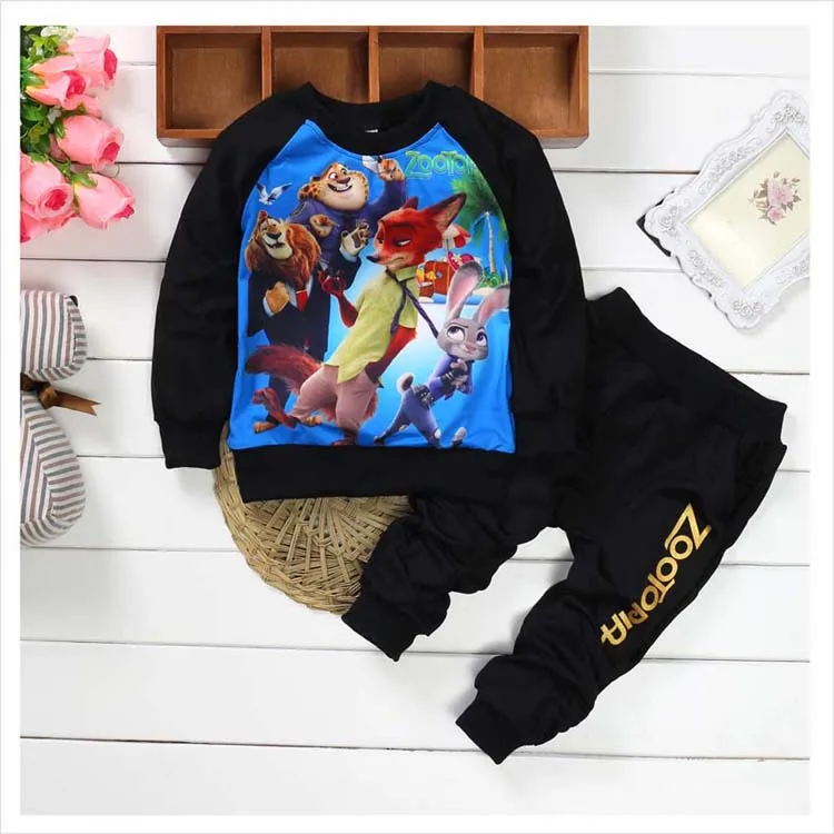 

Free delivery 2016 new spring and autumn crazy animal city children's set of boys and girls long sleeved baby Kit