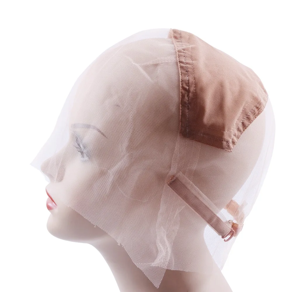 

1Pcs Light Brown Full Lace Wig Cap Base For Making Full Hand Made Wigs With Adjustable Straps Glueless Weaving Cap Customize