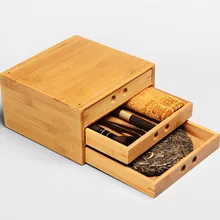 Пуэр Чайная коробка бамбуковая коробка для хранения пуэр чайный торт шкаф с ящиком один два три слоя для чайного набора инструменты
